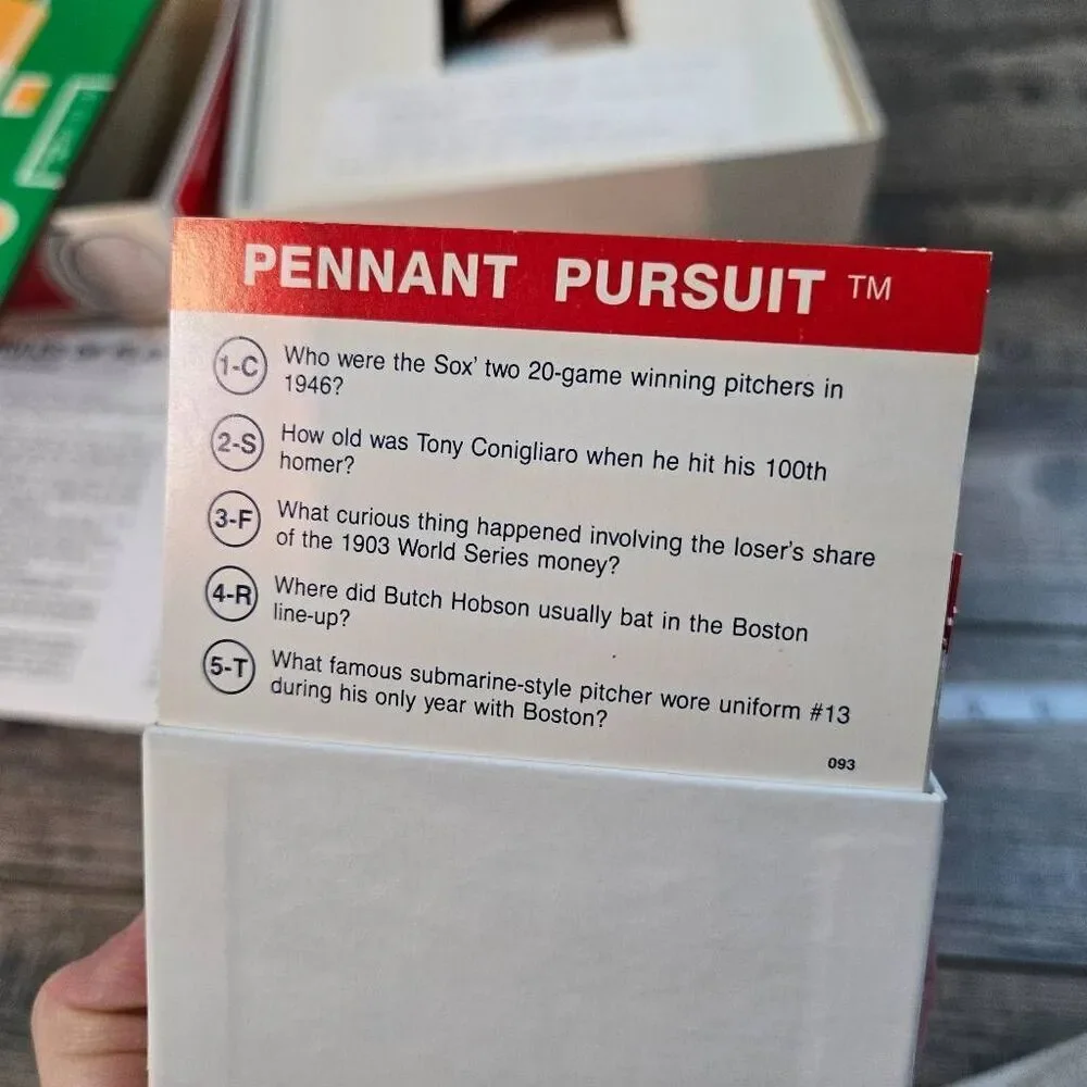 Pennant Pursuit Red Sox Edition vintage baseball board game trivia 1985